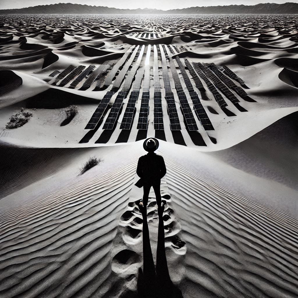 Solar panels in a desert